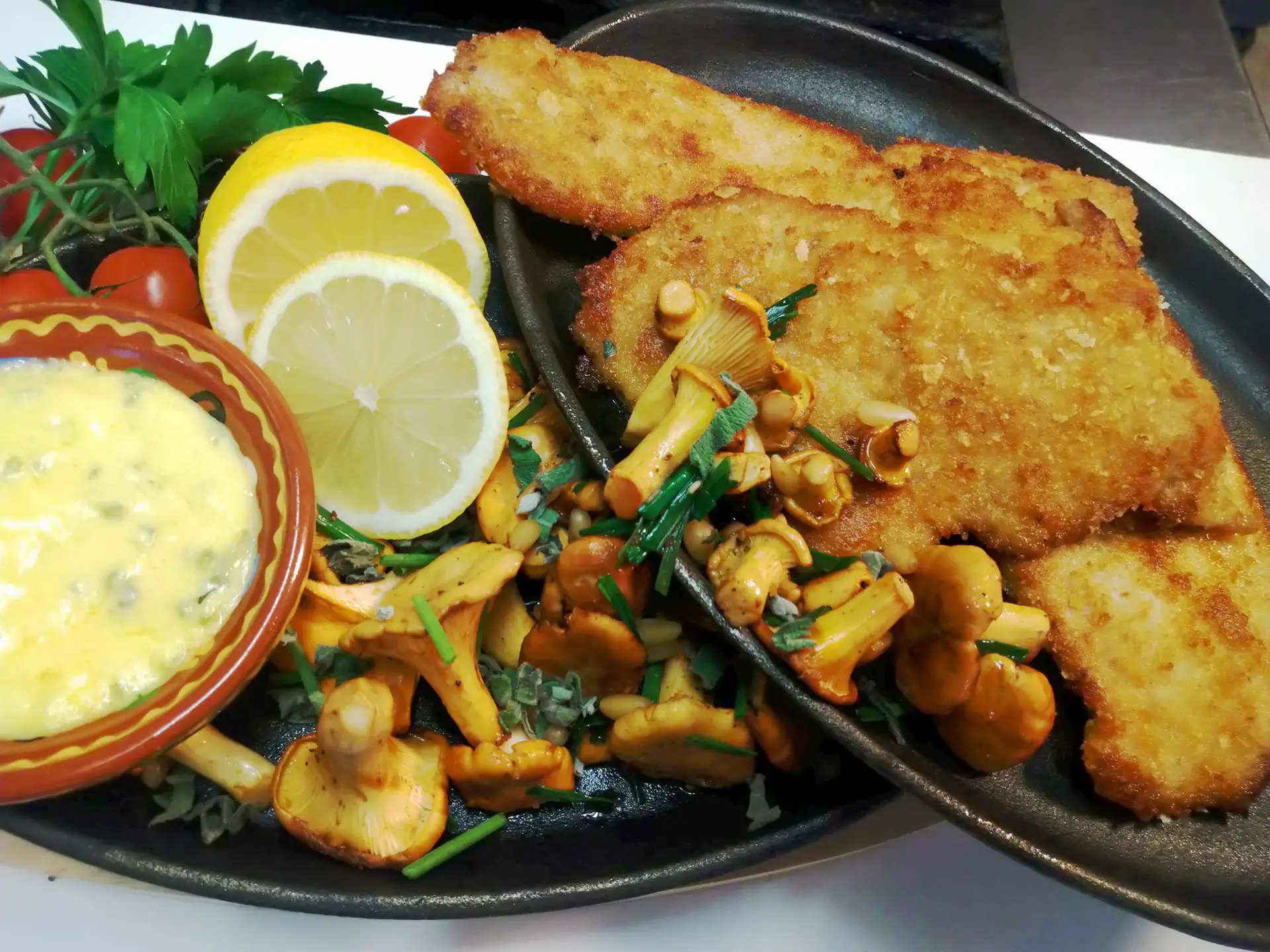 Kalbsschnitzel mit Pfifferlingen